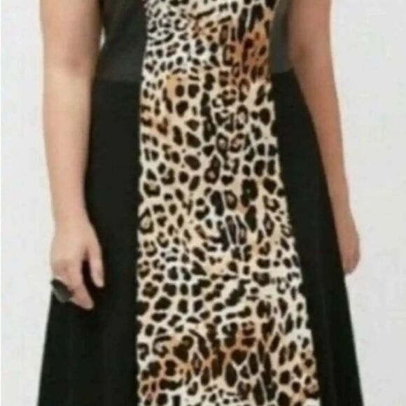 Faux Leather Short Sleeve Leopard Print Dress from Lane Bryant, Awesome Look - Picture 5 of 6